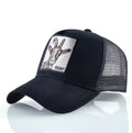 Black Goat Patch Trucker Hat – Classic Mesh Snapback Cap